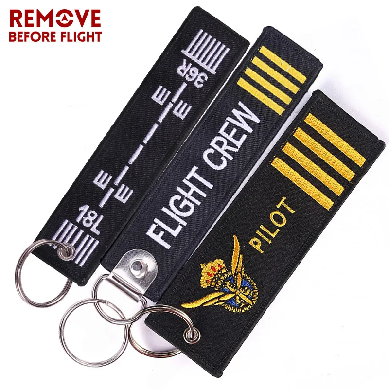 Remove Before Flight Red Embroidery Key Chains0