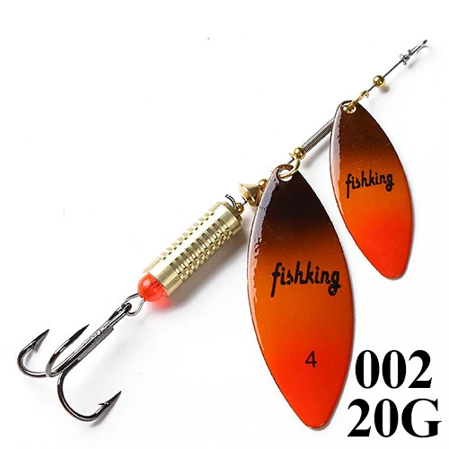 FISHKING 1PCS20g ложка приманка с крючком жесткая металлическая приманка для рыболовного крючка Спиннер двойная ложка рыболовные принадлежности PESCA снасти - Цвет: 002