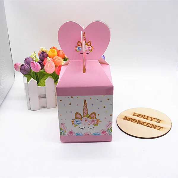 

12 X Unicorn Candy Box Girl's Birthday Gift Box Baby Shower Party Deco Pink Unicorn Gift Box
