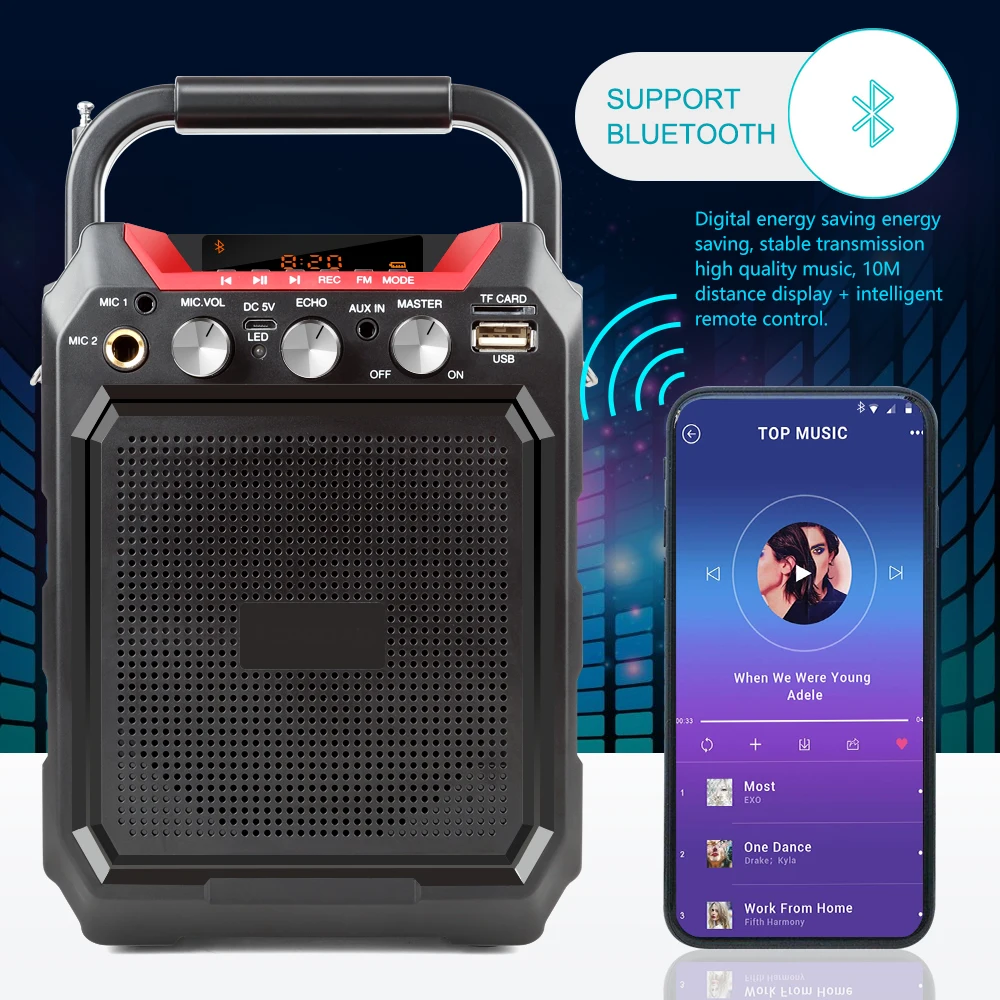 Ituf портативный Bluetooth динамик беспроводная 3D Звуковая система стерео музыкальный сабвуфер поддержка AUX FM TF микрофон дистанционное управление