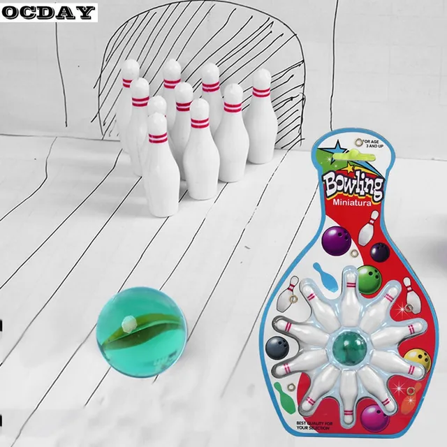 Cheap Mini Desk top Bowling Game Toy Set Kids Children Indoor Fun Bowling Pin Toy Developmental Parent-Child Interact Sports Toy New