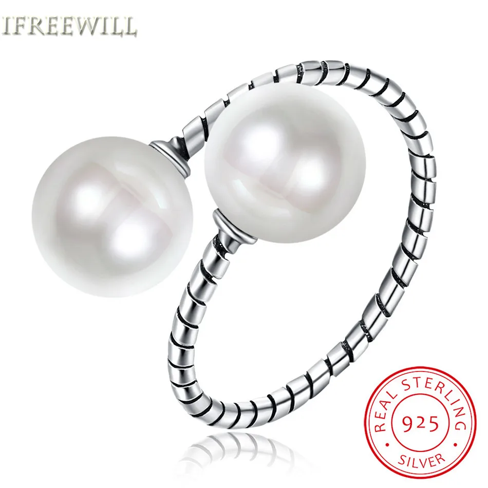 Восстановление S925 Silver Pearl Ring для женщина отрегулировать размер