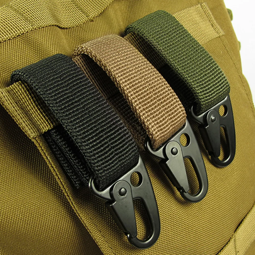 

Outdoor Camping Military Tactical Nylon Belt Metal Hanging Carabiner Backpack Hook Clasp Survival Gear Keychain outdoor Tools