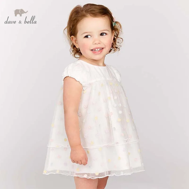 

Dave bella lovely little baby girls dresses infant toddler dots clothes children birthday party high quality costumes DBJ7623