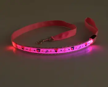 

FE100 New pet dog LED leashes dog Pull strap lead for dogs 120cm length 2.5cm width usb rechargeable free shipping