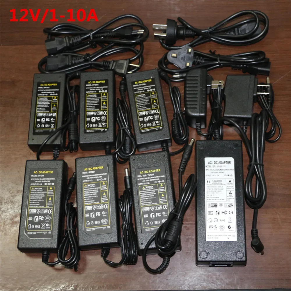

Real Power DC 12V LED Strip Power Adapter 1A 2A 3A 4A 5A 6A 7A 8A 10A Led Tap Ribbon String Power Supply With EU US UK AU Plug
