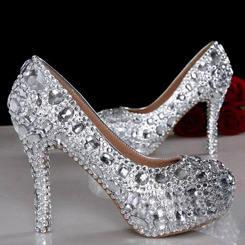 aliexpress buy beautiful silver small crystals mix with big diamonds bridal shoes aliexpress buy beautiful silver small crystals mix with big diamonds bridal shoes
