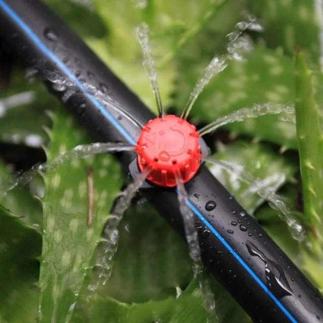 100 Pcs Adjustable Garden Irrigation Misting Micro Flow Dripper Head Drip System On 1/4″ Barb watering
