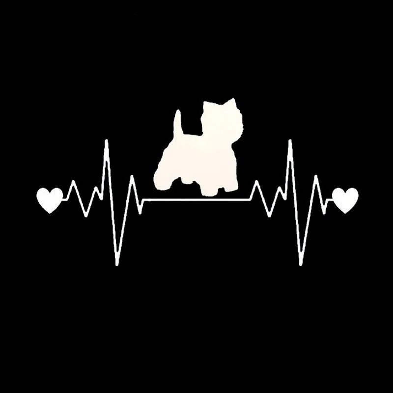 Автомобильная Наклейка 3D 20 3*10 6 см Westie Dog сердцебиение живое полотно декоративные