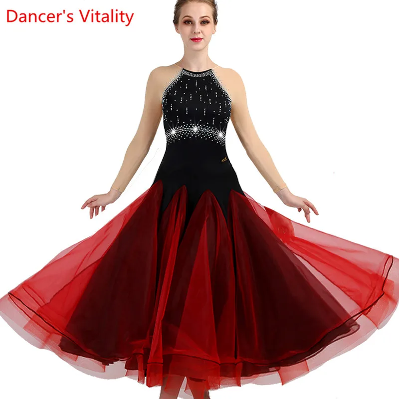 Заказ танца со стразами сексуальный костюм старший бальные платье для танцев для Для женщин Бальные платье для танцев es танец платье для