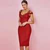 Deer Lady V Neck Bodycon Party Dress Knee Length Sexy Off Shoulder Dress Women's Women's Clothing