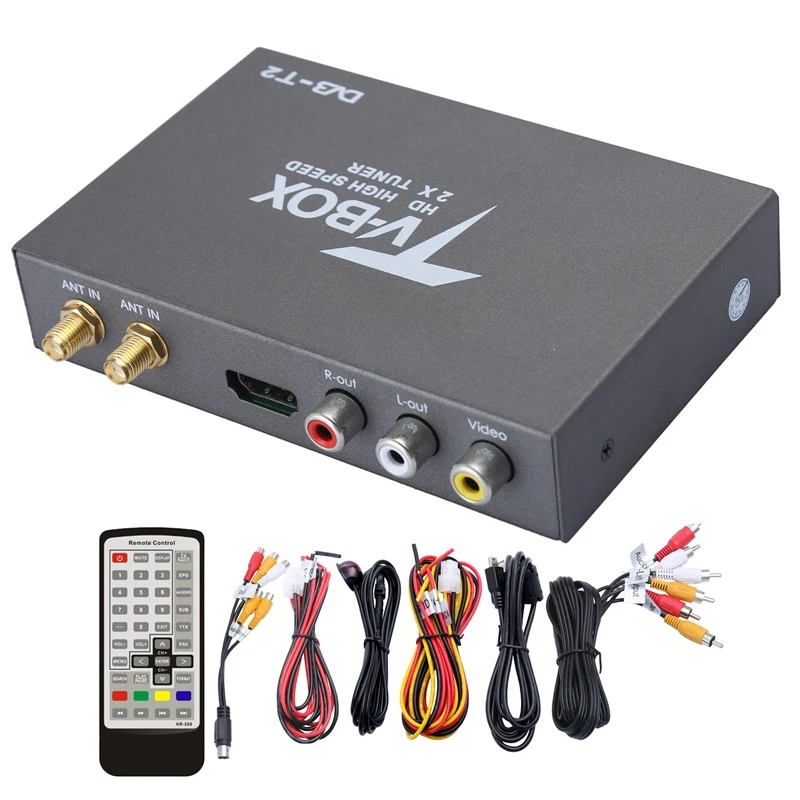 

T338B Hd Dvb - T2 Car Digital Tv Tuner Dvb T2 Tv Box Receiver With 2 Amplifier Antenna High Speed H.264 Special Design For Car
