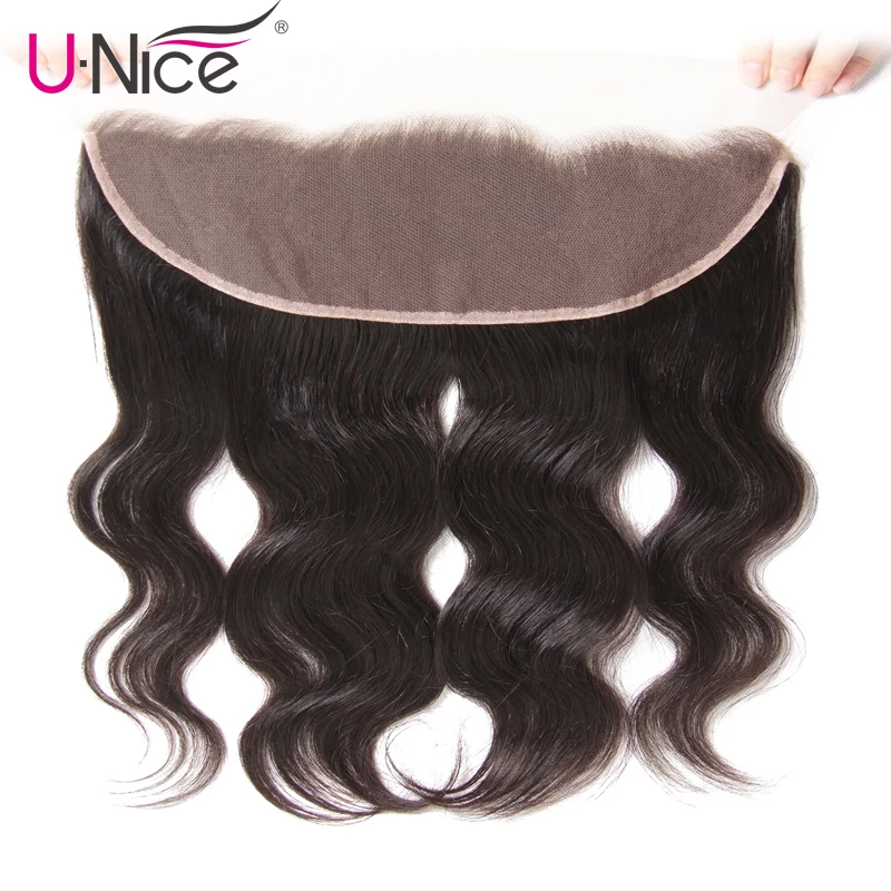 

UNice Hair Icenu Remy Hair Series Brazilian Body Wave Lace Frontal Free Part Ear to Ear Human Hair Lace Closure Size 13"x4"