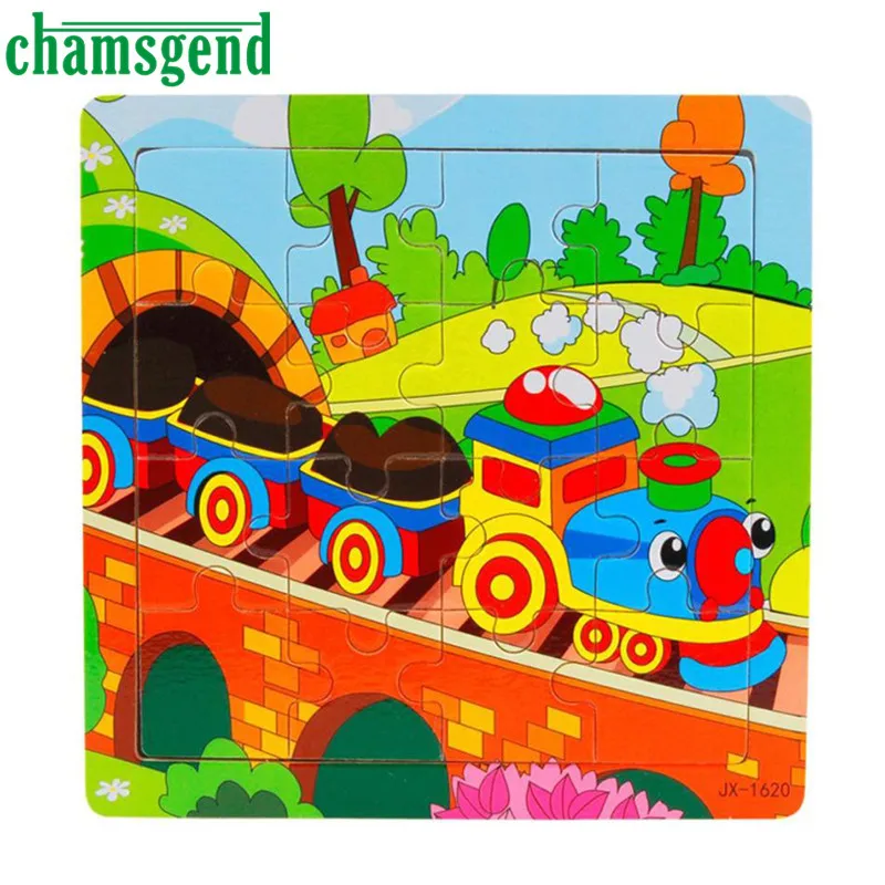 Chamsgend высокое качество деревянный детей 16 шт. головоломки игрушки Образование и Обучающие пазлы Игрушки Aug12