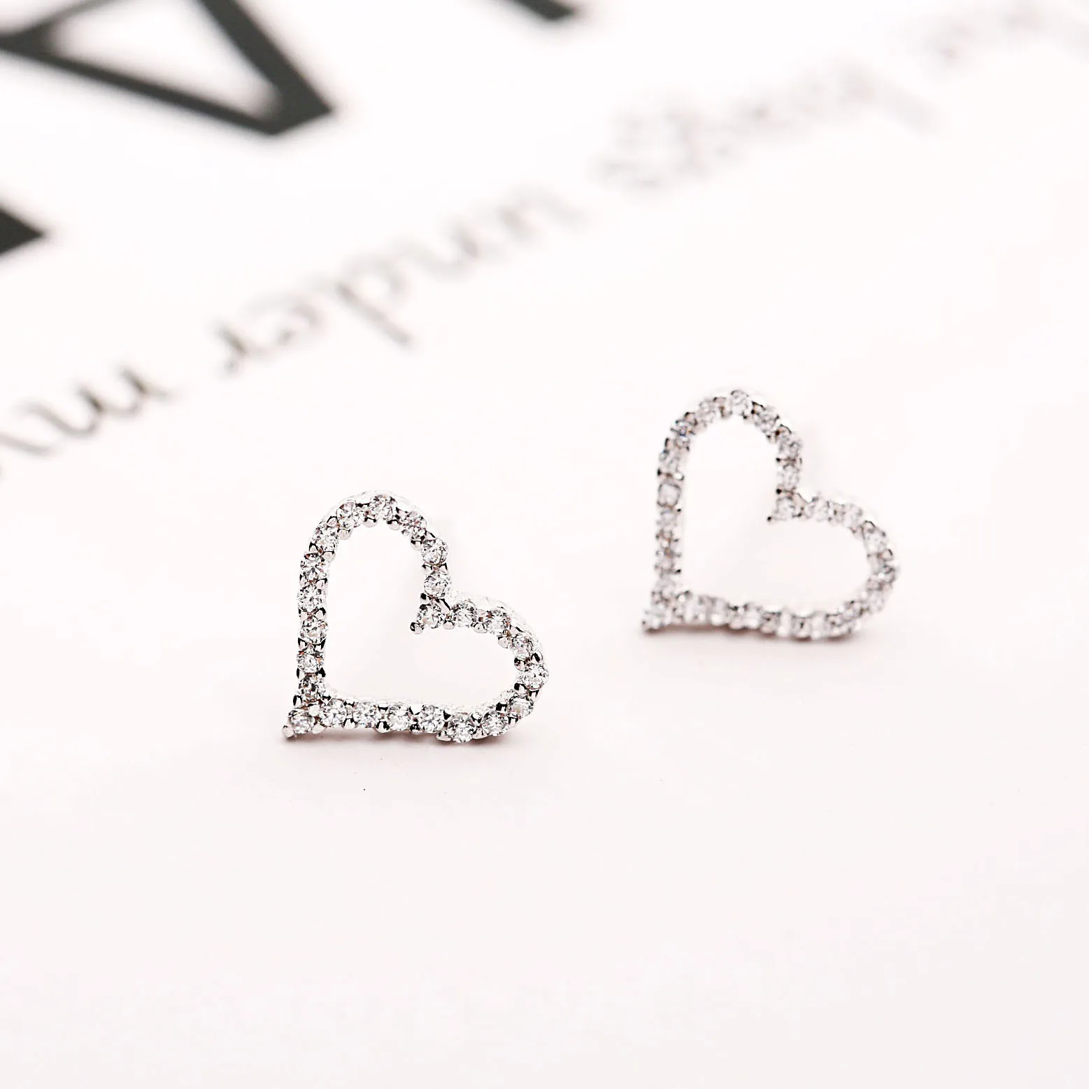 heart cz earrings 100% 925 Sterling silver Jewelry fashion Hypoallergenic Stud earrings for women girl gift
