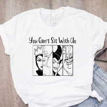 Забавная футболка с надписью «You Can't Sit With Us», футболка с изображением злодея Малефисента злой королевы, женские крутые Топы