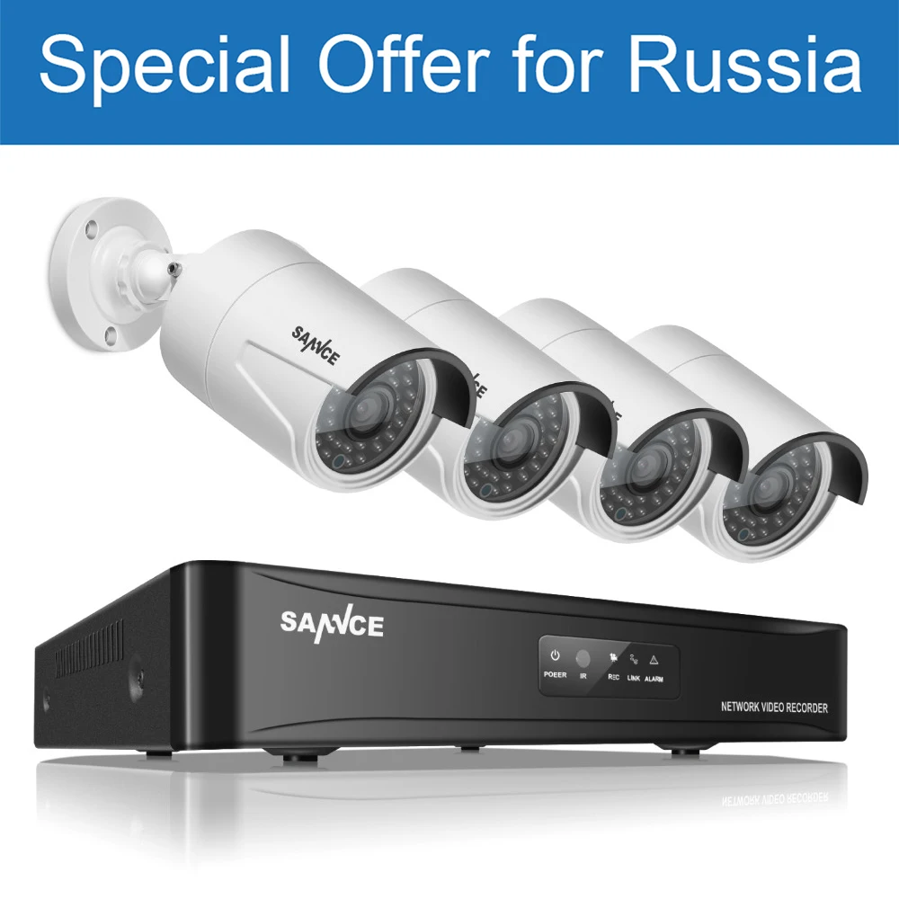 SANNCE 4CH NVR 960 P Ip сети PoE Видео Запись 1.3 М ИК открытый CCTV Камеры Системы Безопасности