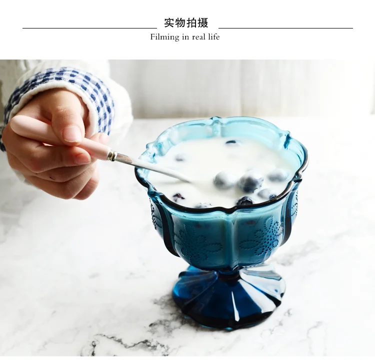 250 мл рельефная гравировка Ретро китайский узел Высокая стеклянная чашка для мороженого фруктовая салатная миска для десерта чашка для холодных напитков сока