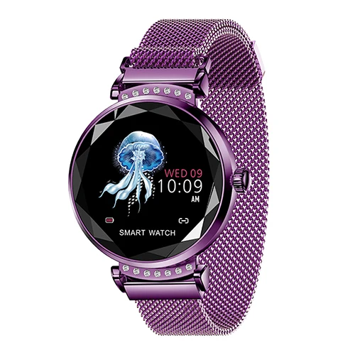 H2 роскошный умный фитнес-браслет для женщин, измеряющий кровяное давление, пульсометр, женские часы, подарок для друга+ коробка - Цвет: Фиолетовый