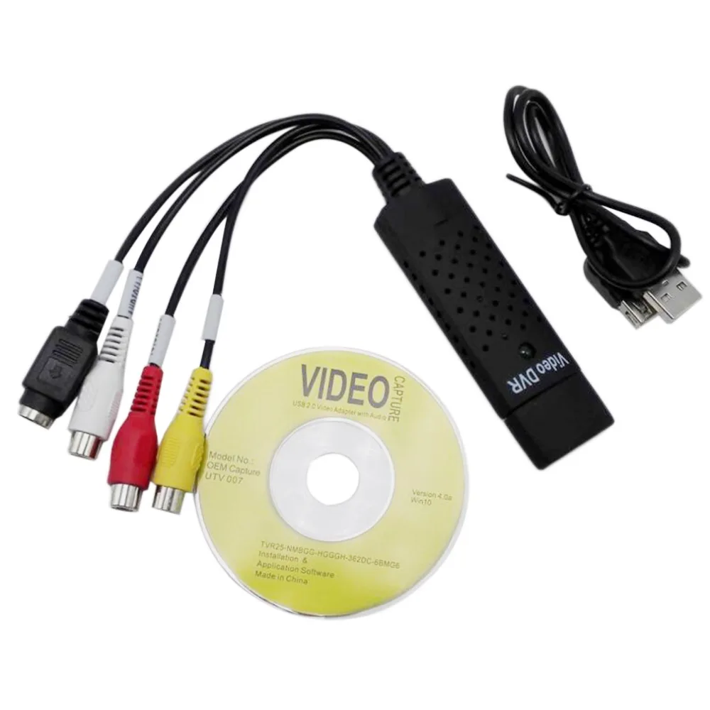 USB 2,0 Видео Захват карты конвертер ПК адаптер ТВ аудио DVD DVR VHS Высокое качество черный 23 июля