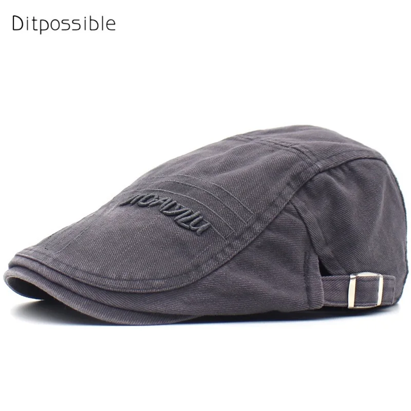 

Ditpossible classic cotton hats for men vintage letters casquette gorras berets flat cap