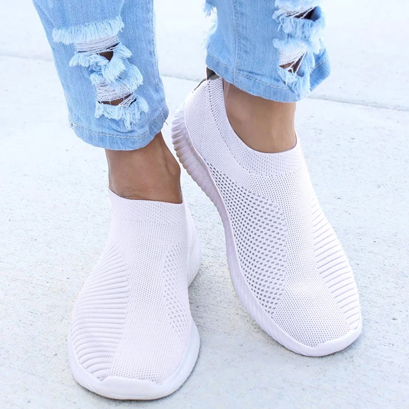 

2019 Women Sneakers Fashion Socks Shoes Casual White Sneakers Summer Knitted Vulcanized Shoes Women Trainers Tenis Feminino