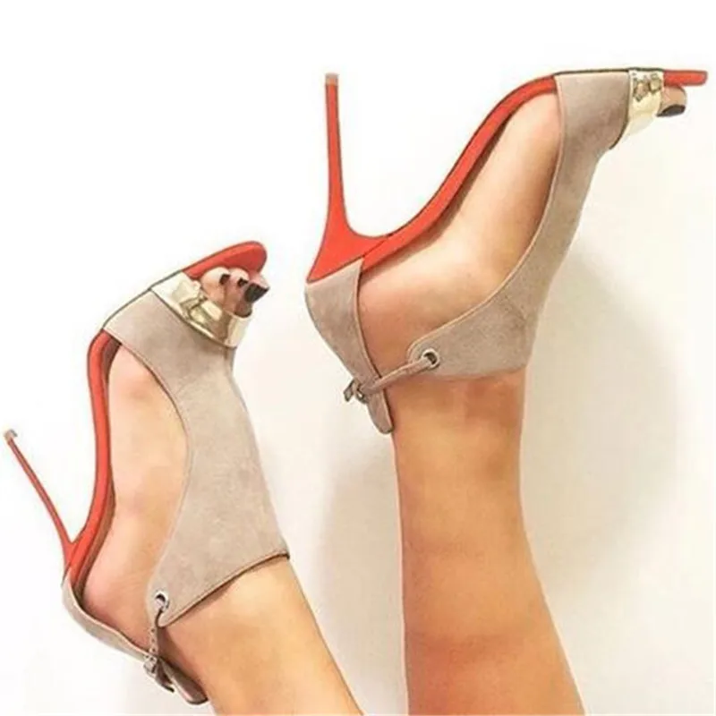 Удивительно Высокие Каблуки Шпильках Peep Toe Sexy Women Насосы Вырезы Гладиатор