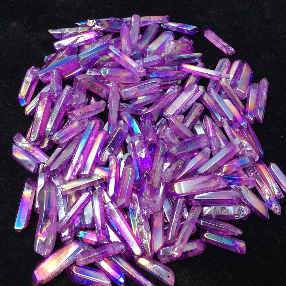 Горячая Распродажа, фиолетовый титан, радужная аура, лемурийский кварц, кристалл, точка для украшения дома