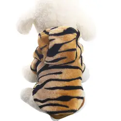 Тигр шаблон собака теплые фланелевые пуговицы спереди одежда для маленьких собак хлопковые пальто большой собаки Тедди