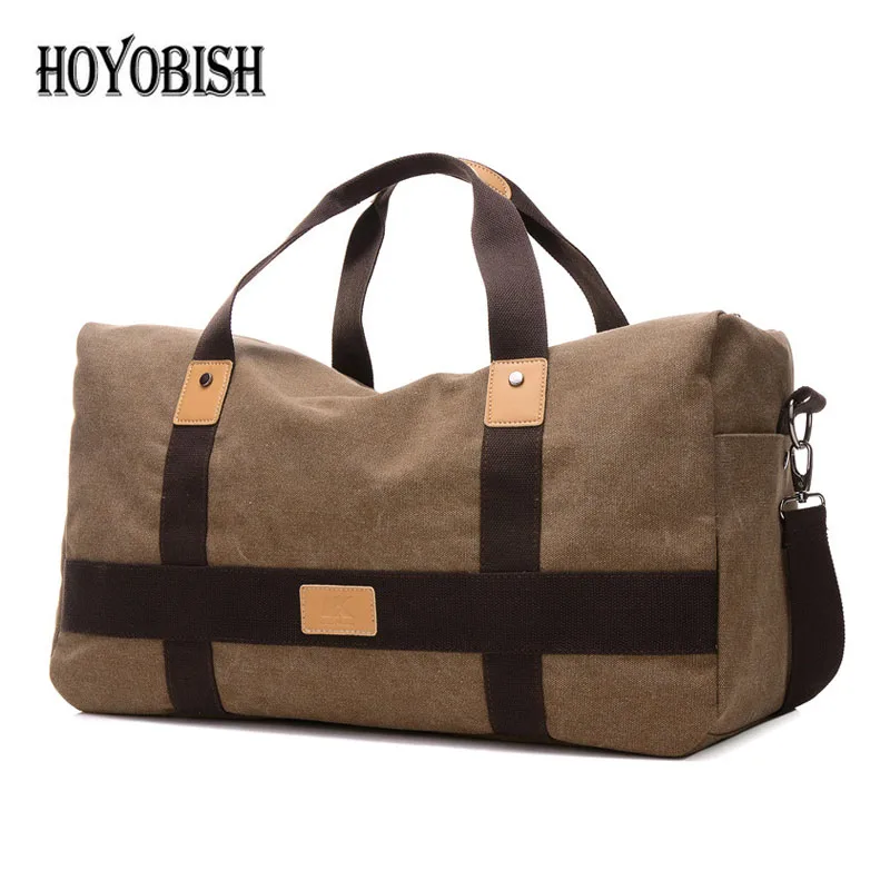 

HOYOBISH Casual Canvas Portable Travel Bags For Men Korean Style Men Duffle Handbags Large Capacity Weekend Shoulder Bags OH211