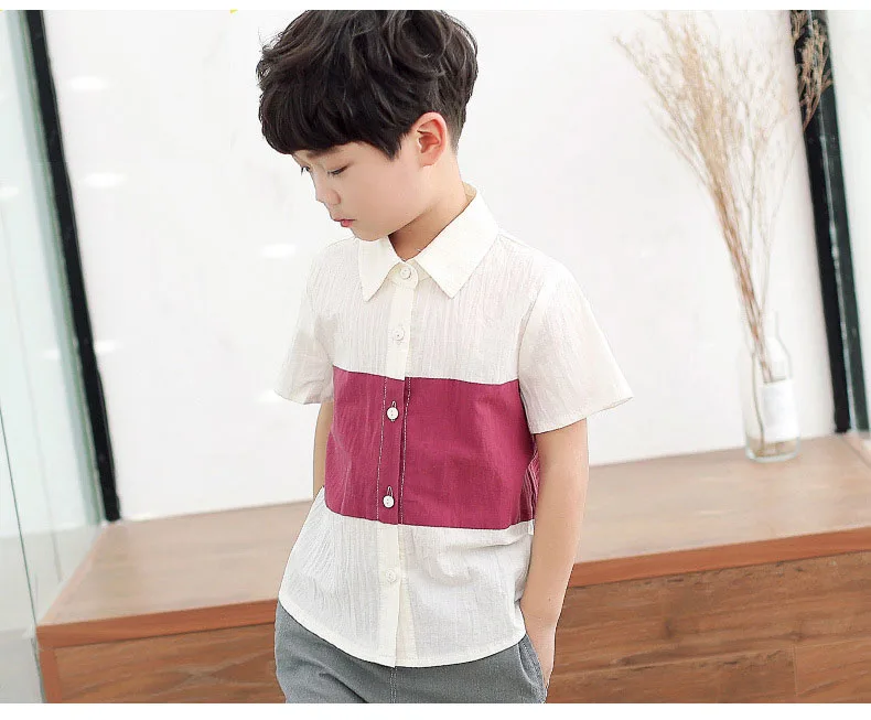 cotton short sleeve patchwork t shirts for teenage boys school blouse kids tops clothing children summer casual t shirt 2018 (28)