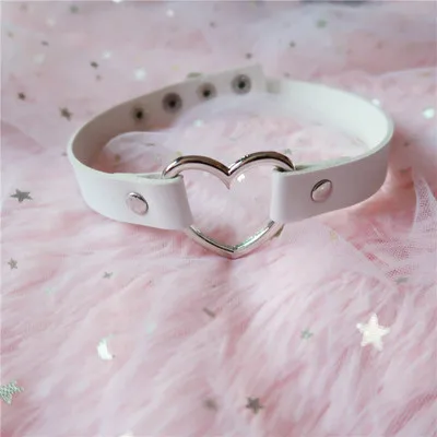 Японское красивое колье с котом кожаное ожерелье девушка сердце ожерелье модный соблазнительный, в стиле панк, готика женские ювелирные изделия подарок ZE1 - Color: necklace heart  whit
