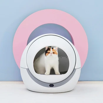 

Indoor Automatic Cats Sandbox Kitten Robot Litter Box Closed Tray Toilet Rotary Training Detachable Bedpan Pets Accessories