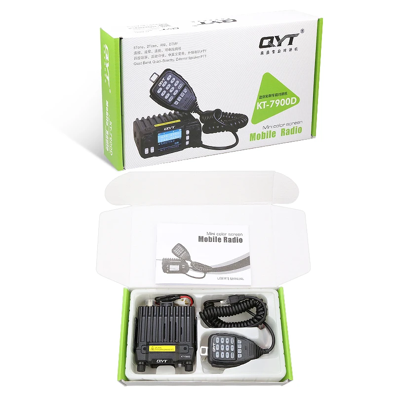 QYT KT 7900D Quad Band 136 174/220 270/350 390/400 МГц 25 Вт 480 каналов цветной экран мини мобильное радио