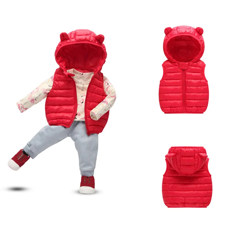 

Kids Boy Winter Waistcoat for Boys Girls Sport Vest Hooded Baby Boys Coat Bear Hooded Outwear Kids Jackets Cotton-Padded Clothes