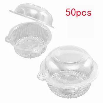 

50pcs Plastic Single Individual Cupcake Muffin Dome Holders Cases Boxes Cups Pods Dropshipping &925