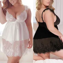 Женское сексуальное одноцветное женское белье больших размеров с многослойными бретельками, прозрачное кружевное платье с цветочным рисунком и глубоким v-образным вырезом, ночная рубашка Sleepwe