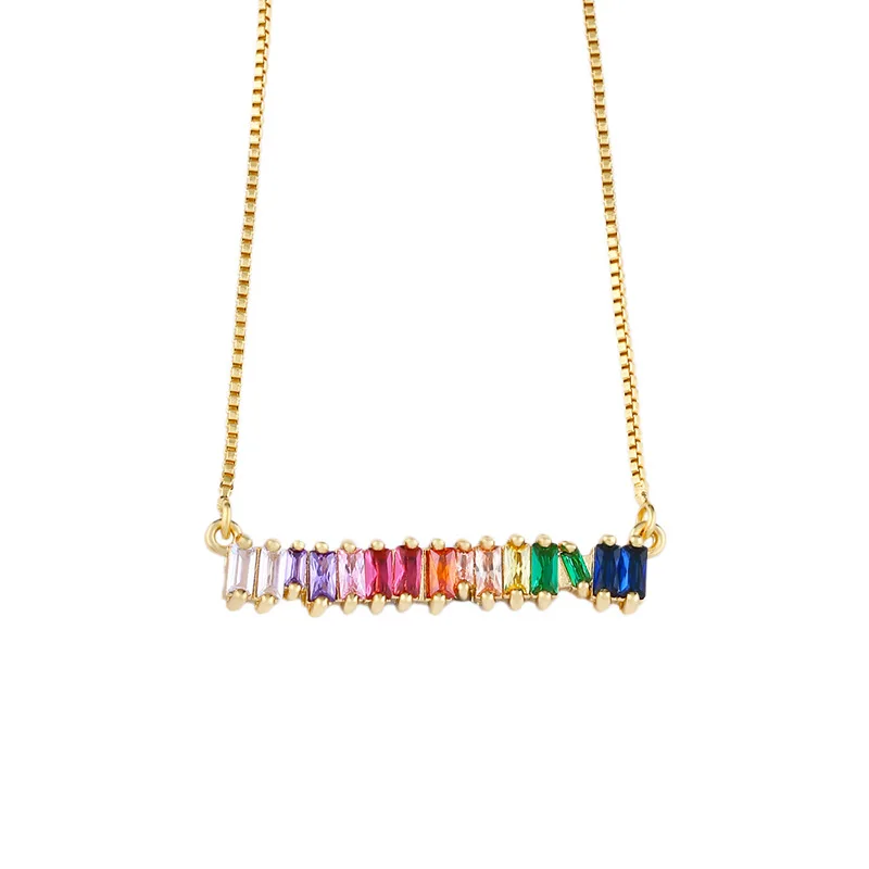 Choucong трендовые красочные циркониевые подвески для ожерелья с геометрическим радужным cz колье ожерелья для женщин массивные ювелирные изделия мода