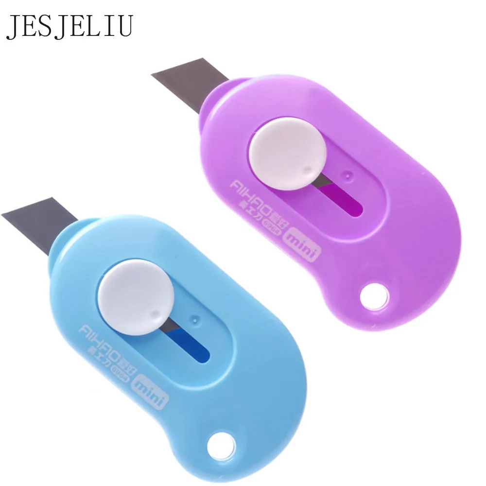 

Cute Solid Color Mini Portable Utility Knife Paper Cutter Cutting Paper Razor Blade Office Stationery Escolar Papelaria