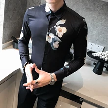 Camisa Masculina уличная одежда с длинным рукавом мужская одежда Camisa Homem черный белый осенний узор в китайском стиле рубашка мужская