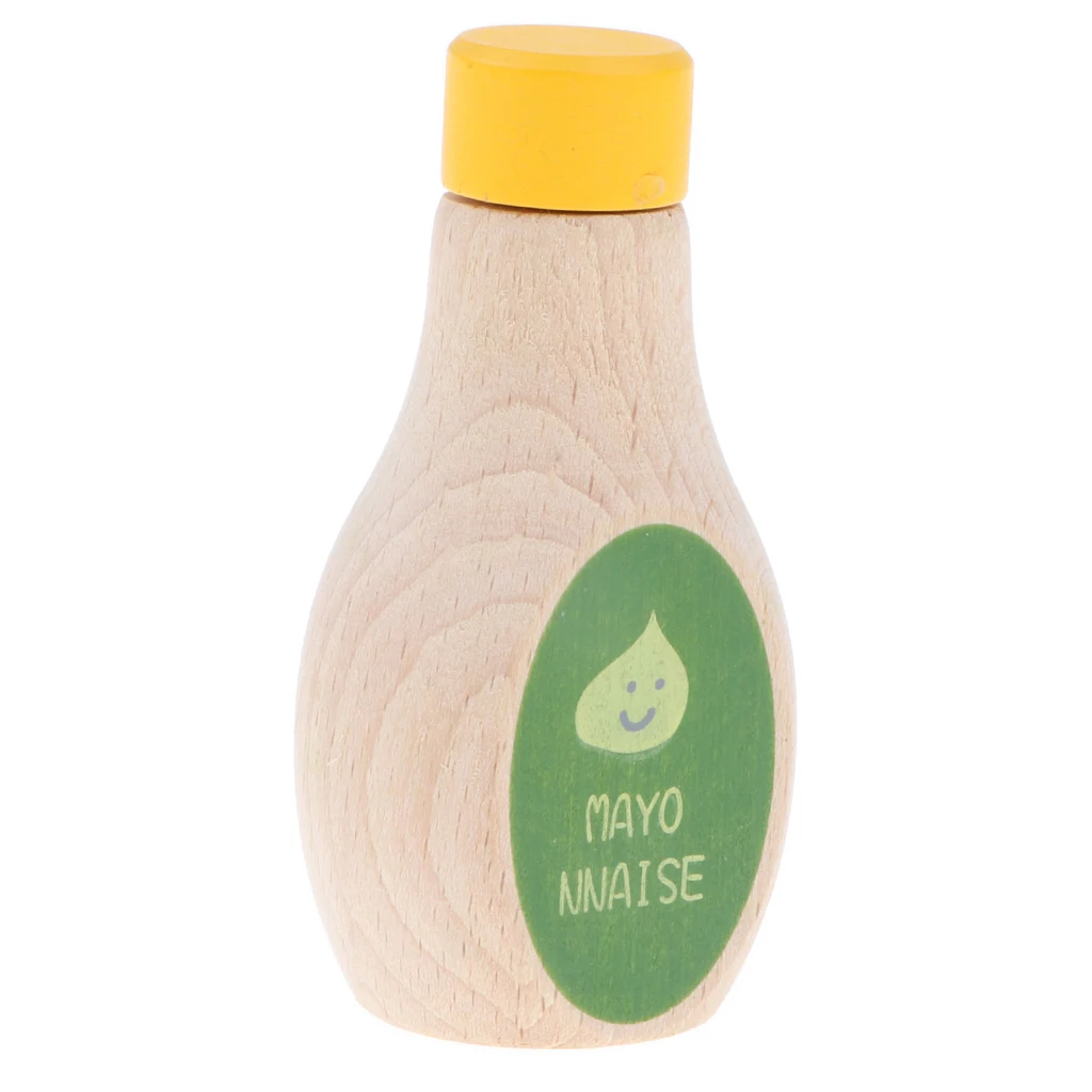 Wooden Soild Beech Mayonnaise Bottle Play Food Kids Pretend Role Play Game Kitchen Condiments Cooking Toys Creative