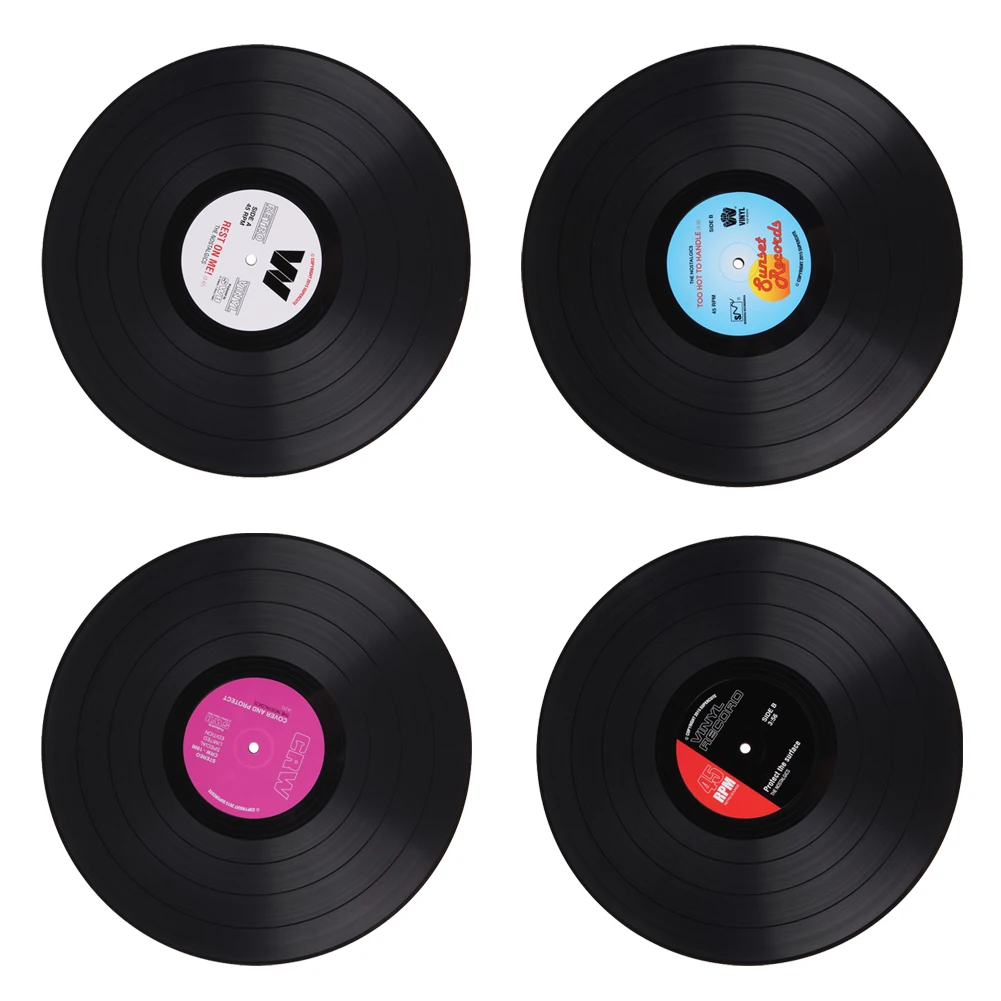 

Free Shipping 2pcs LP Table Record Place Mats CD Dinner Pad Coasters Placemat Decoration