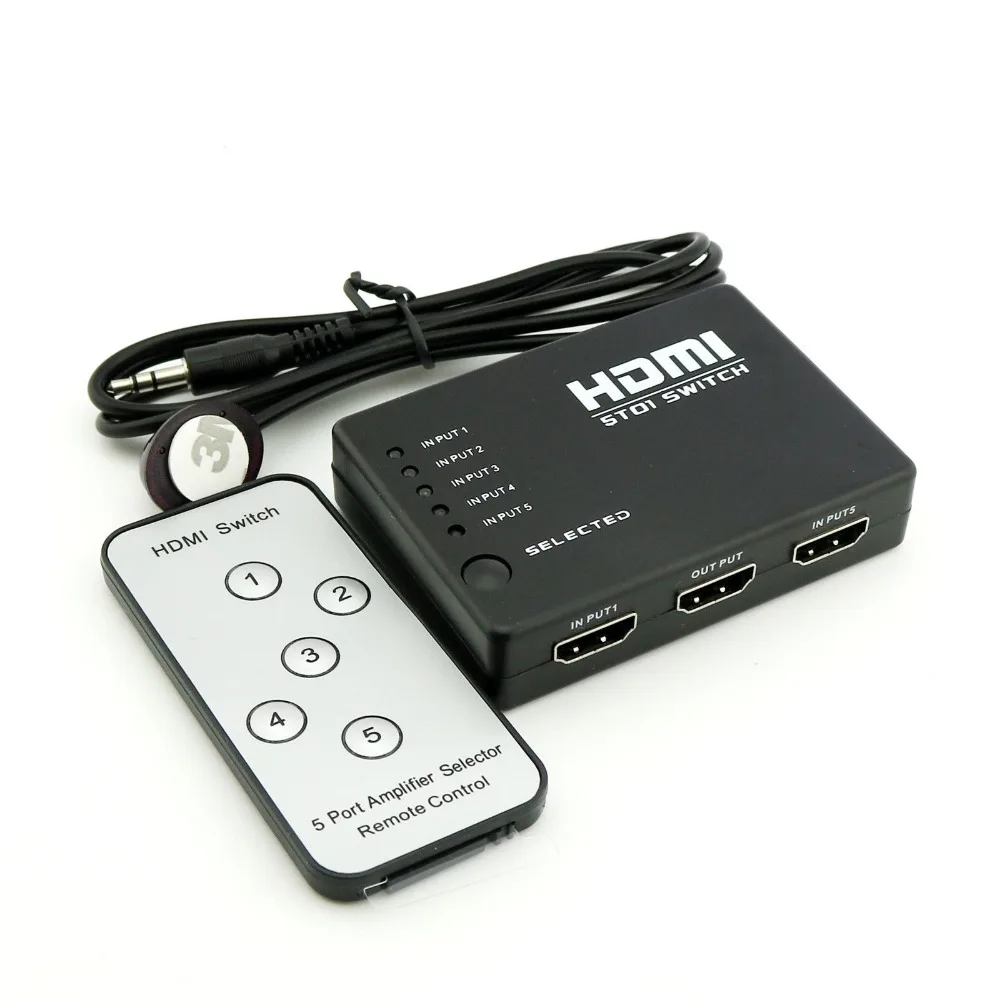 1x5 порт HDMI Выключатель Переключатель Селектор разъем сплиттер концентратор+ ИК пульт дистанционного управления для HDTV