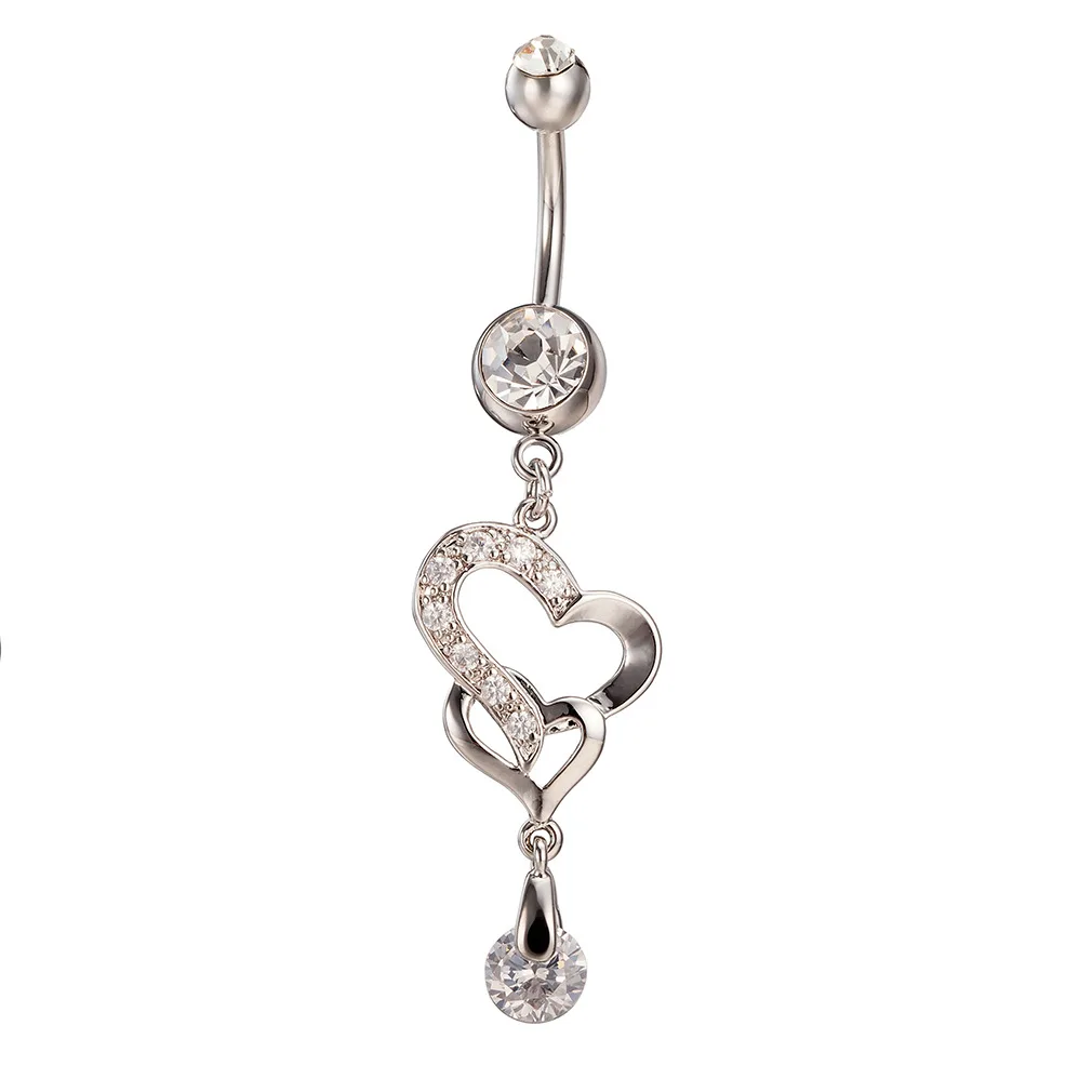New Romantic Heart Belly Piercing Water Drop Rhinestone Fashion Body