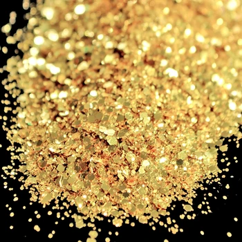 

Wholesale DIY Nail Art Glitter Powder Fashion Gold Mixed Size Nail Polish Glitter Dust Artificial Manicure Tools N257
