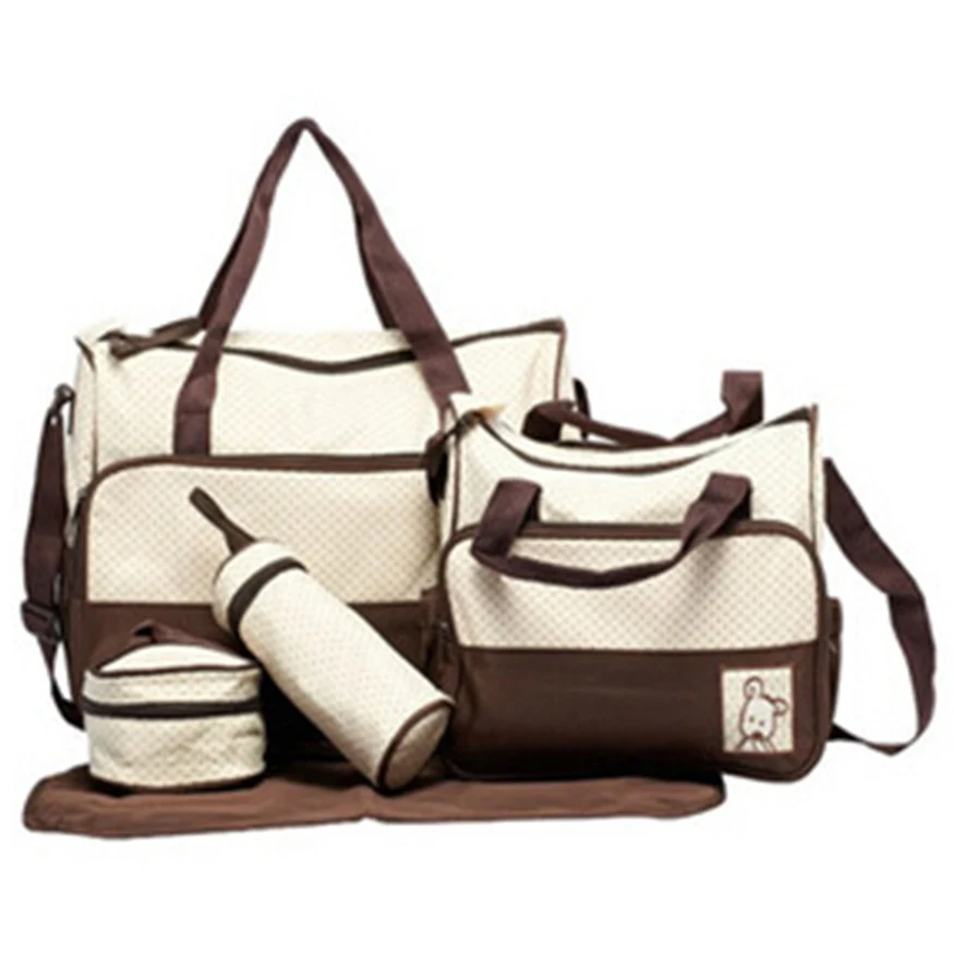 5 шт./компл. имеет большую сумку для подгузников детские пеленки сумки Прочный многофункциональные вместительные сумки Ёмкость подгузник детские сумки водонепроницаемые эко-сумки T0036 - Цвет: Brown