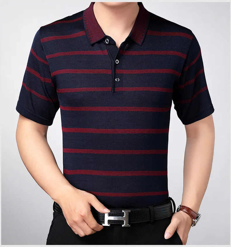 Брендовая одежда Мужская рубашка поло мужская деловая Повседневная однотонная Мужское поло рубашка с коротким рукавом Высококачественная shirt-3XL для гольфа из чистого хлопка