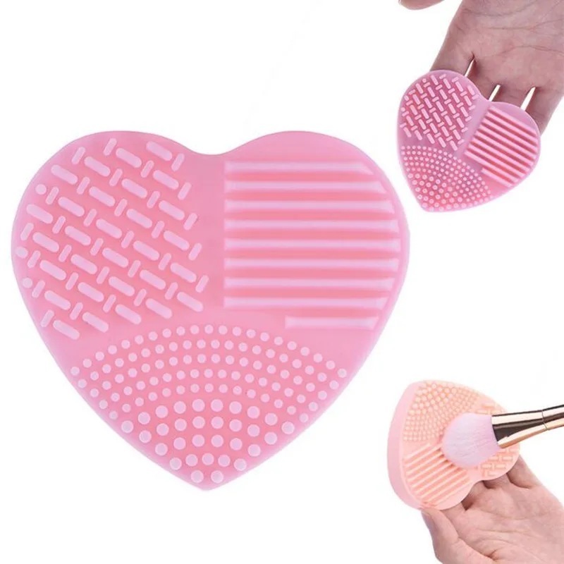 

2019 Colorful Heart Shape Clean Make up Brushes Wash Brush Silica Glove Scrubber Board Cosmetic Cleaning Tools for makeup brushe