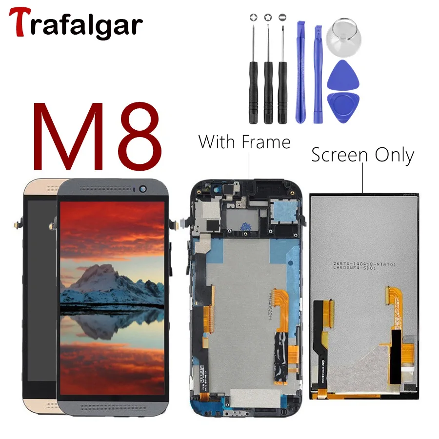 

For HTC M8 Display LCD Touch Screen Digitizer Panel Assembly Replacement For HTC ONE M8 LCD With Frame Dual / Single SIM Version