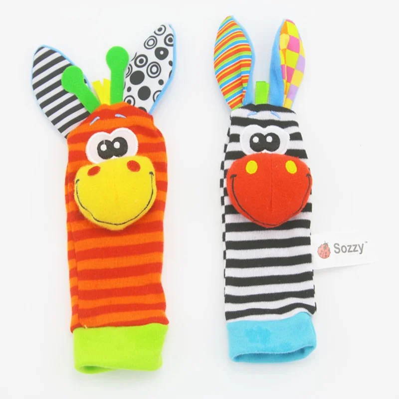 

Newborn 0~24 Months Baby Socks Animal Foot Socks Rattles Toys Developmental Soft Wrist Toys